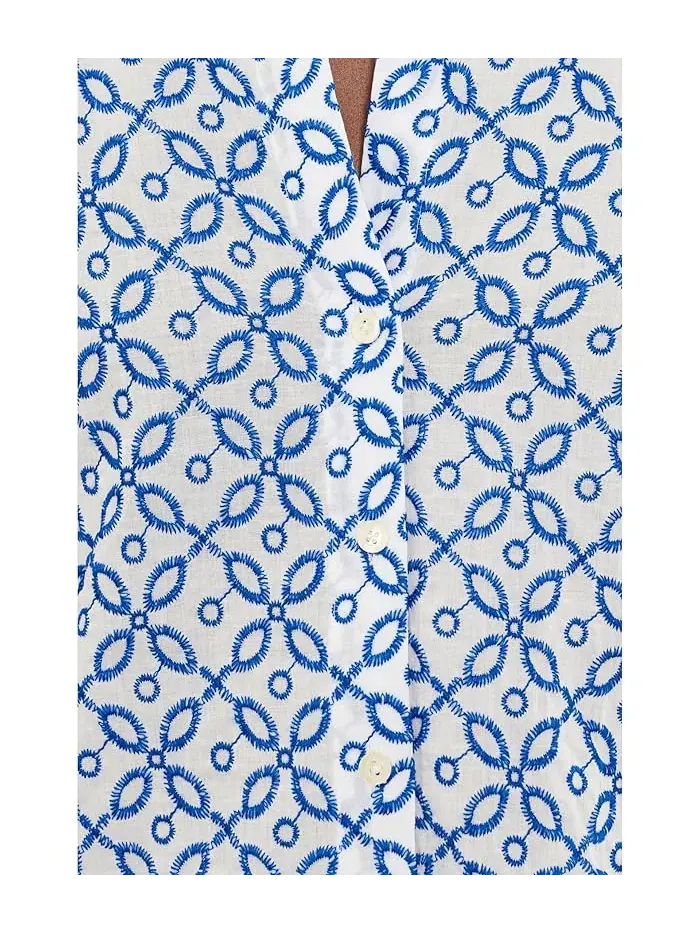 Рубашка с вышивкой Embroidered Tile Shirt NIC+ZOE — изображение 5 из 5, серый
