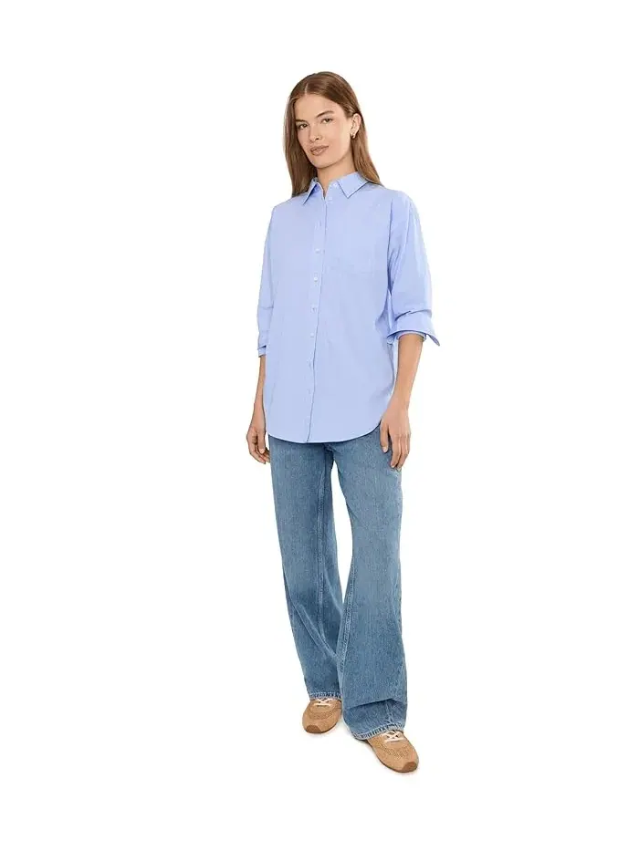 Рубашка Petite Striped Cotton Broadcloth Lauren Ralph Lauren — изображение 2 из 5, синий/белый