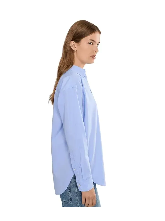 Рубашка Petite Striped Cotton Broadcloth Lauren Ralph Lauren — изображение 3 из 5, синий/белый