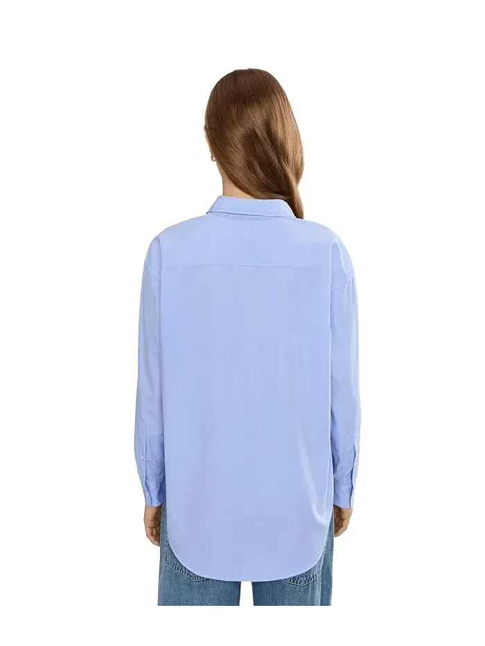 Рубашка Petite Striped Cotton Broadcloth Lauren Ralph Lauren — изображение 4 из 5, синий/белый