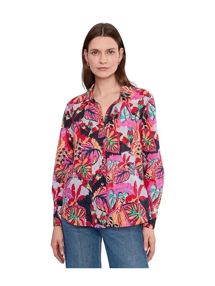 Рубашка Kauai Garden Cotton Crinkle NIC+ZOE — изображение 1 из 5, красный мульти