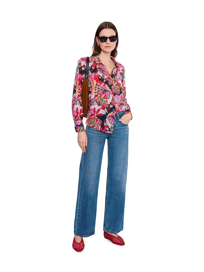 Рубашка Kauai Garden Cotton Crinkle NIC+ZOE — изображение 2 из 5, красный мульти
