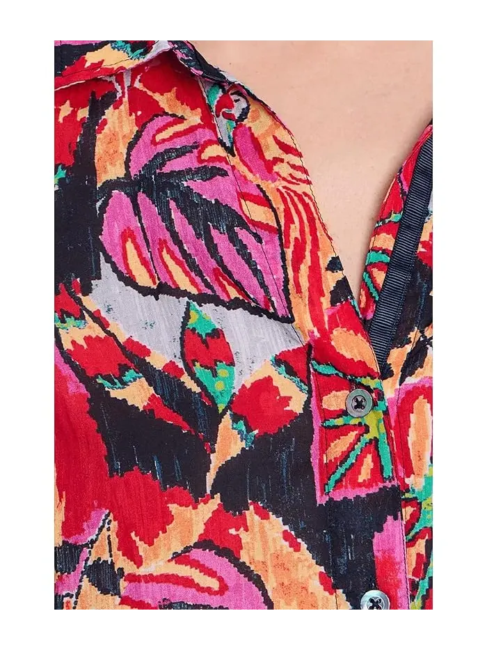 Рубашка Kauai Garden Cotton Crinkle NIC+ZOE — изображение 5 из 5, красный мульти