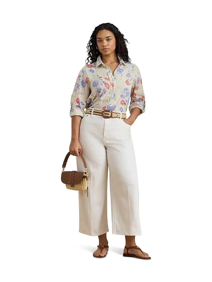 Рубашка с цветочным принтом Relaxed Fit Lauren Ralph Lauren — изображение 2 из 4, кремовый мульти