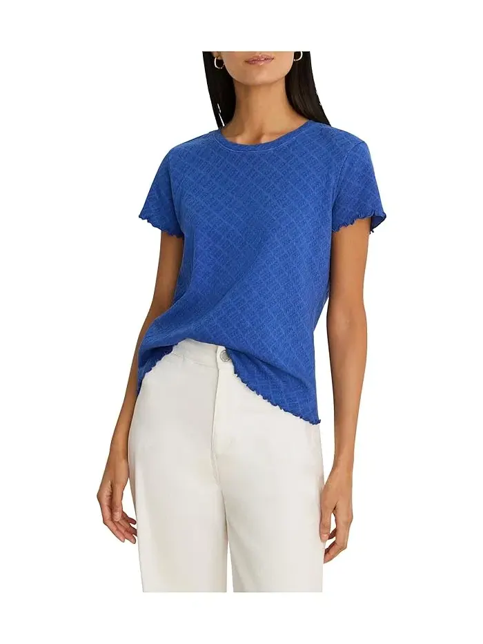 Футболка кружевная трикотажная Petite Lace Knit NIC+ZOE — изображение 1 из 3, синий