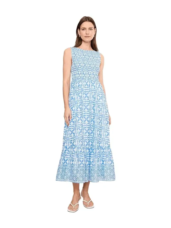 Платье макси с рукавами-фонариками Ellen Vineyard Vines — изображение 1 из 5, голубой