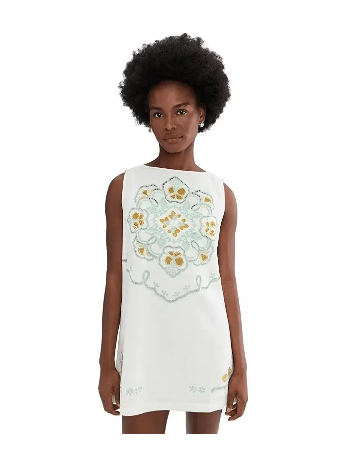 Платье мини с вышивкой Electric Garden Free People — изображение 1 из 5, слоновая кость