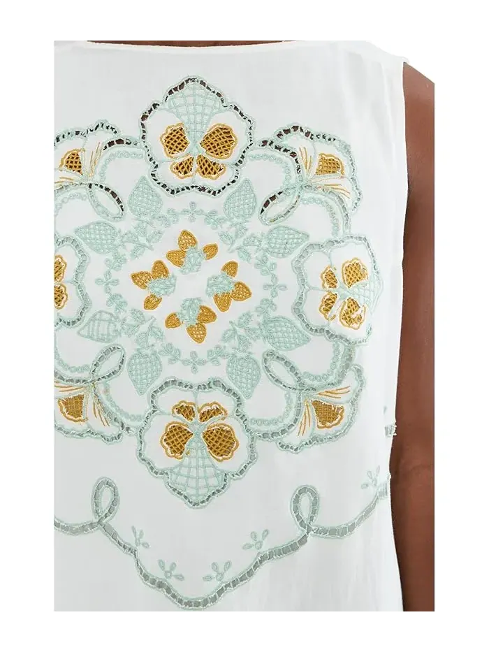 Платье мини с вышивкой Electric Garden Free People — изображение 5 из 5, слоновая кость
