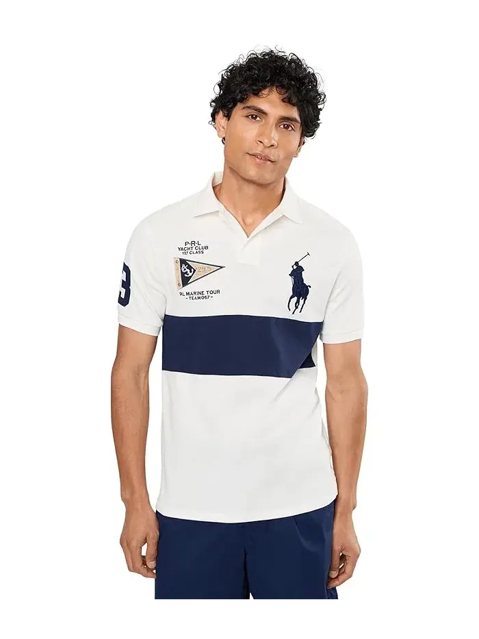 Полочная рубашка Custom Slim Fit Big Pony Mesh Polo Ralph Lauren — изображение 1 из 5, темно-синий