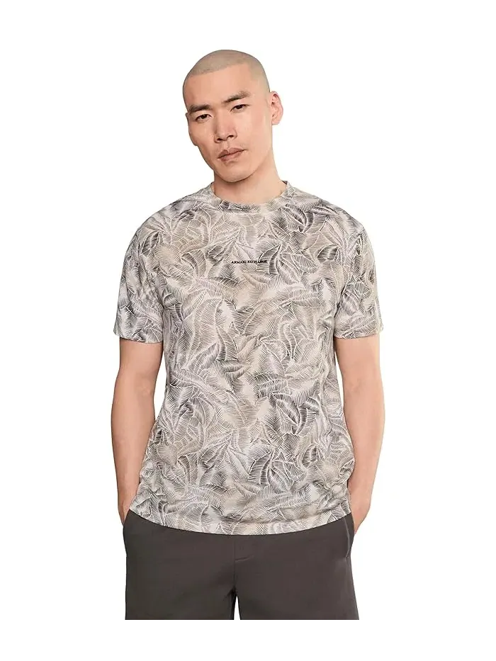 Футболка с принтом Leaf Allover Tee Armani Exchange — изображение 1 из 5, кремовый