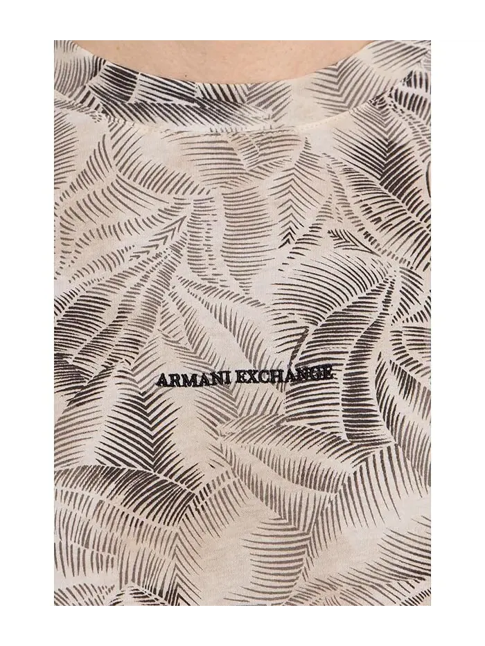 Футболка с принтом Leaf Allover Tee Armani Exchange — изображение 5 из 5, кремовый