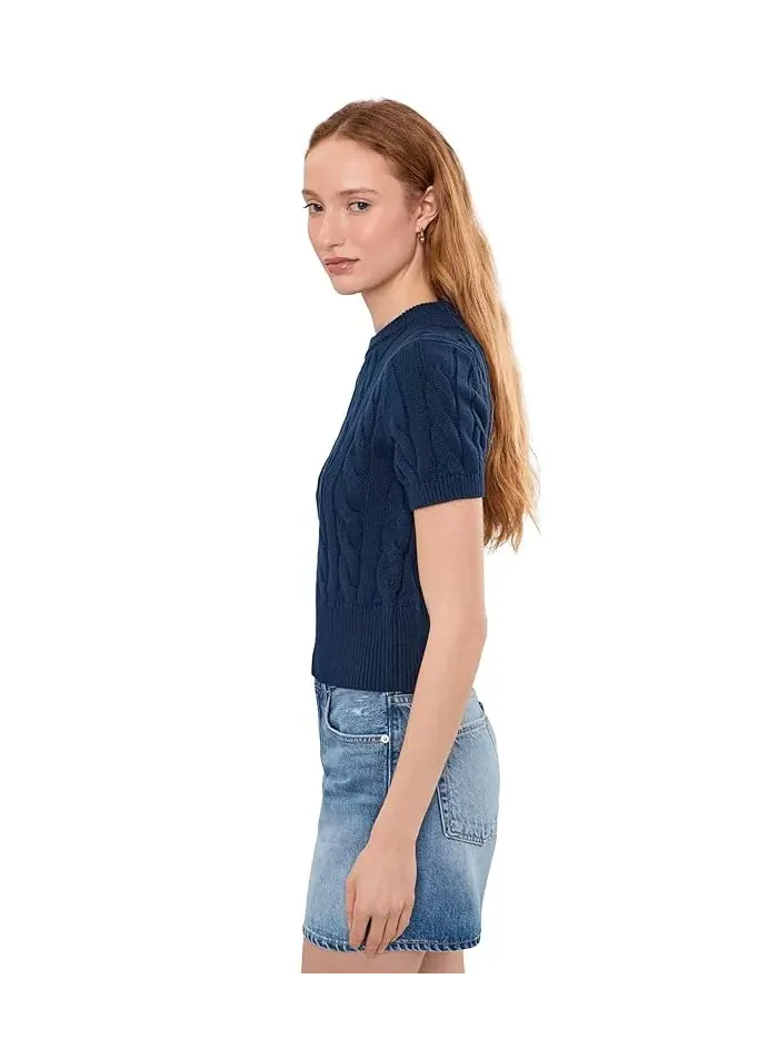 Свитер с кабельным узором Sky Cable Crew Neck 525 America — изображение 3 из 5, синий