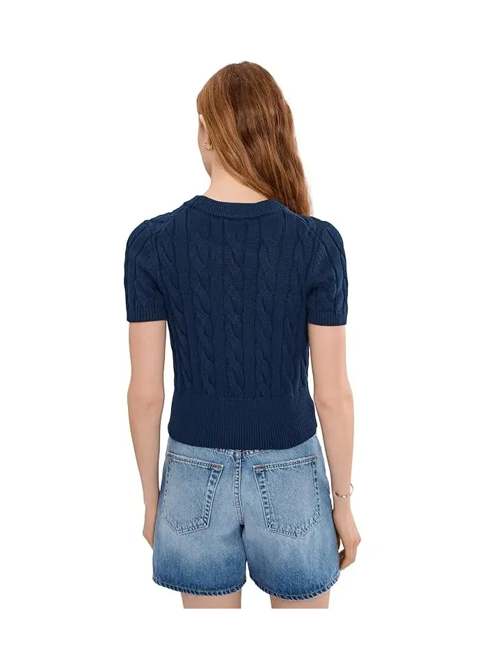 Свитер с кабельным узором Sky Cable Crew Neck 525 America — изображение 4 из 5, синий