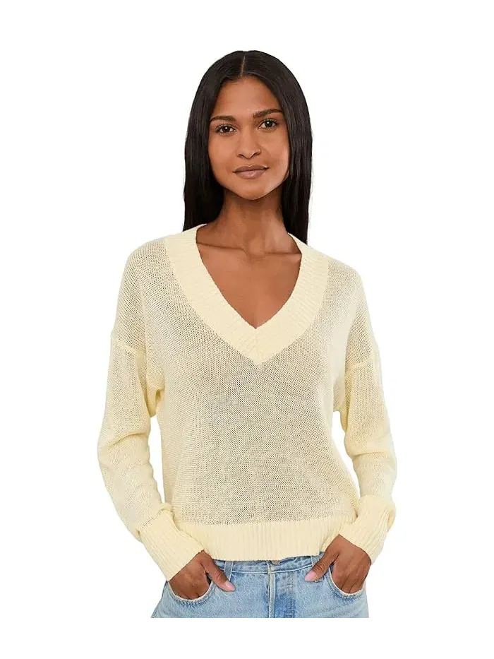 Свитер Linen Arline V-Neck Madewell — изображение 1 из 5, ананасовый жёлтый