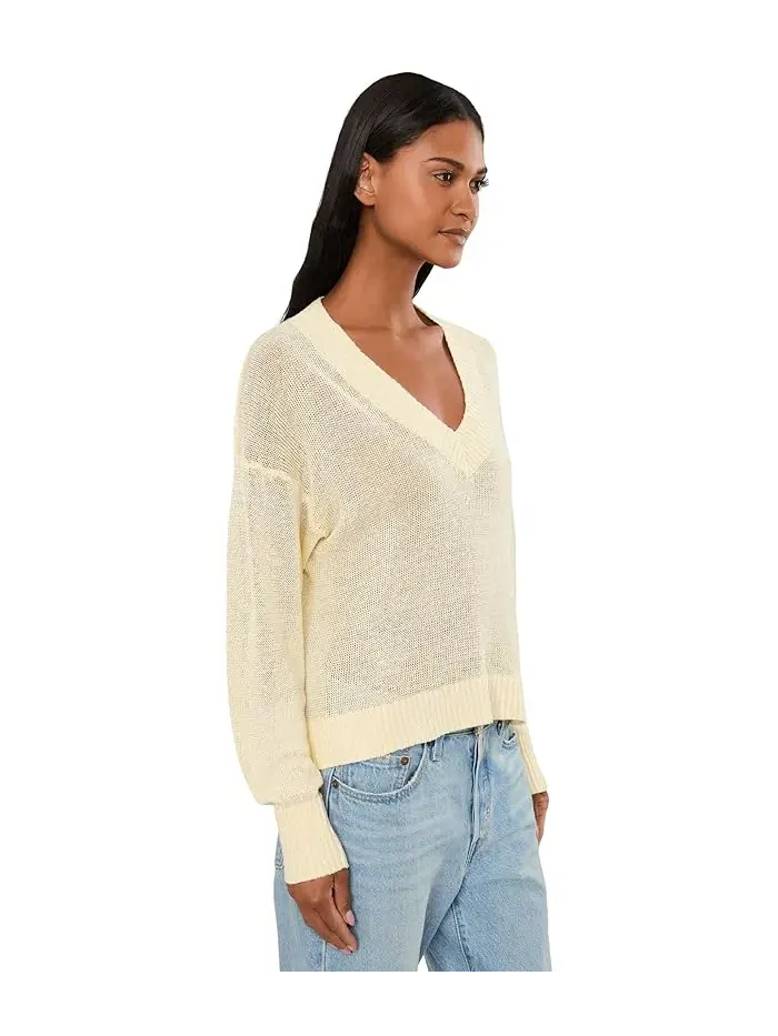 Свитер Linen Arline V-Neck Madewell — изображение 3 из 5, ананасовый жёлтый