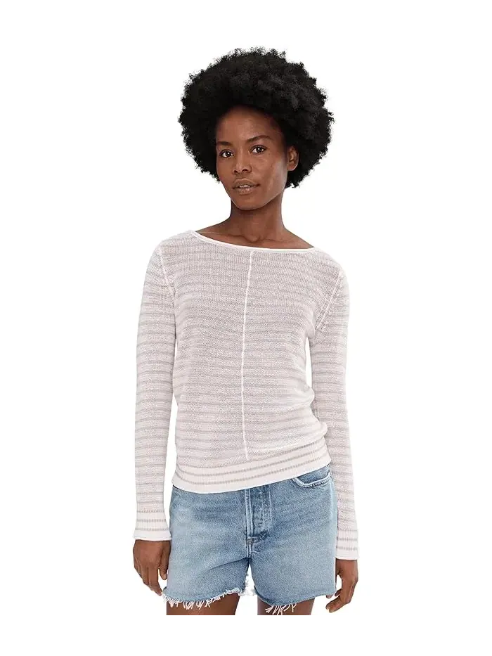 Свитер с полосами Cedar Linen Stripe Bateau Neck Tommy Bahama — изображение 1 из 5, белый