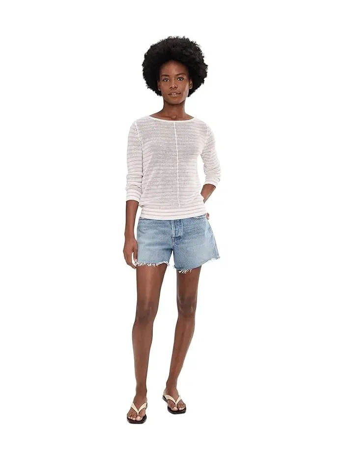 Свитер с полосами Cedar Linen Stripe Bateau Neck Tommy Bahama — изображение 2 из 5, белый