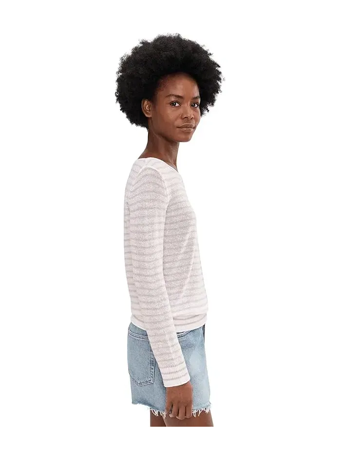 Свитер с полосами Cedar Linen Stripe Bateau Neck Tommy Bahama — изображение 3 из 5, белый