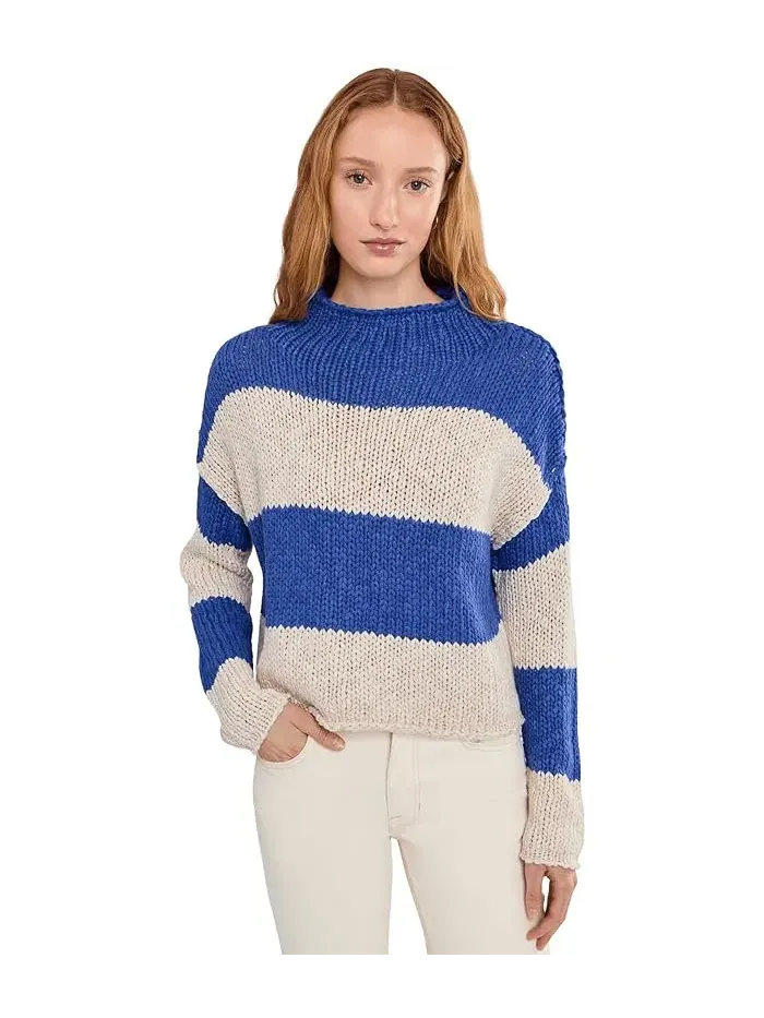 Свитер с воротником-хомутом Opal Rollneck Knit Stripe Free People — изображение 1 из 5, кобальтовый