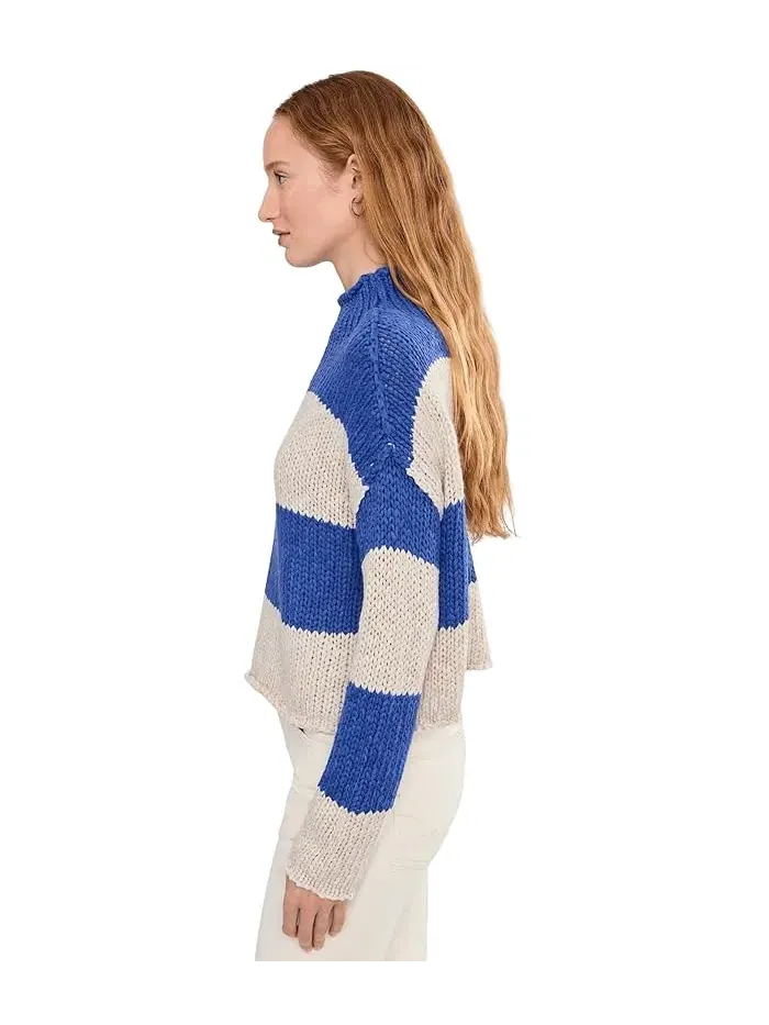 Свитер с воротником-хомутом Opal Rollneck Knit Stripe Free People — изображение 3 из 5, кобальтовый
