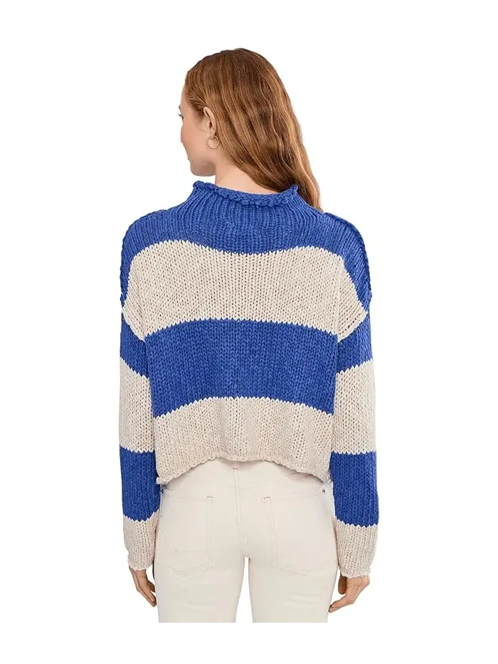 Свитер с воротником-хомутом Opal Rollneck Knit Stripe Free People — изображение 4 из 5, кобальтовый