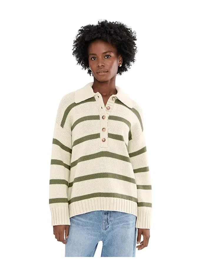 Свитер поло Sunwashed Cotton Polo Sweater Faherty — изображение 1 из 5, винтажный