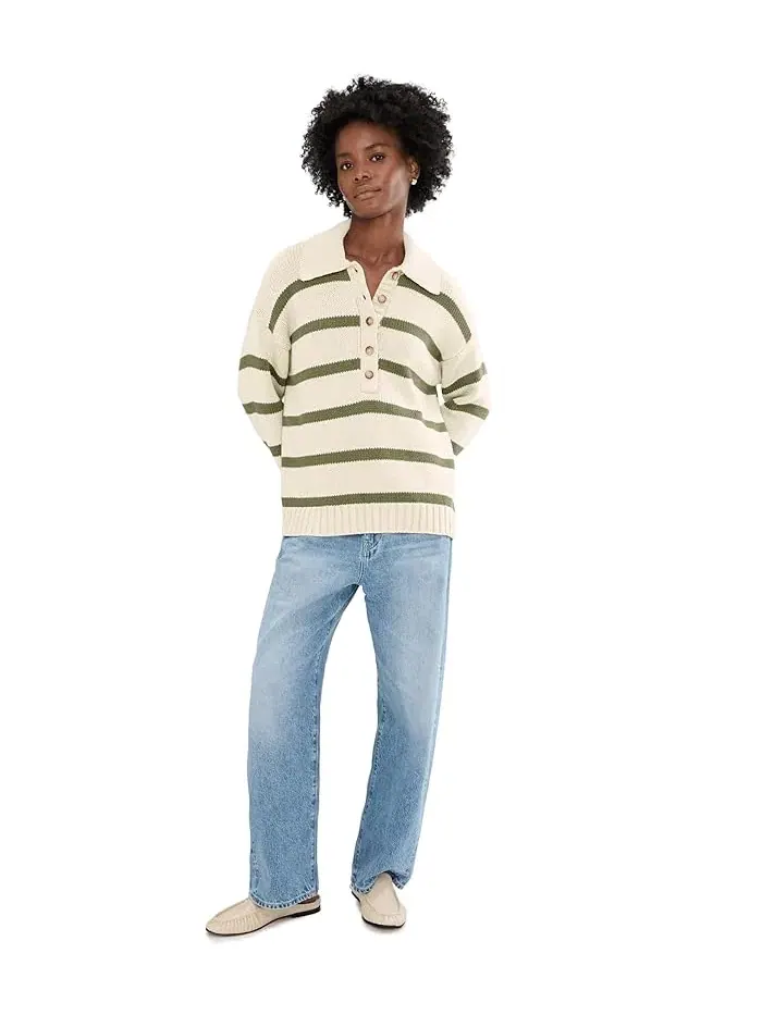 Свитер поло Sunwashed Cotton Polo Sweater Faherty — изображение 2 из 5, винтажный