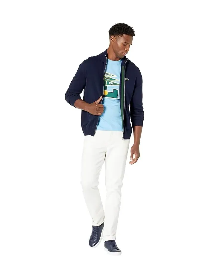 Свитер Lacoste с высоким воротником на молнии, флис — изображение 4 из 4, золотистый