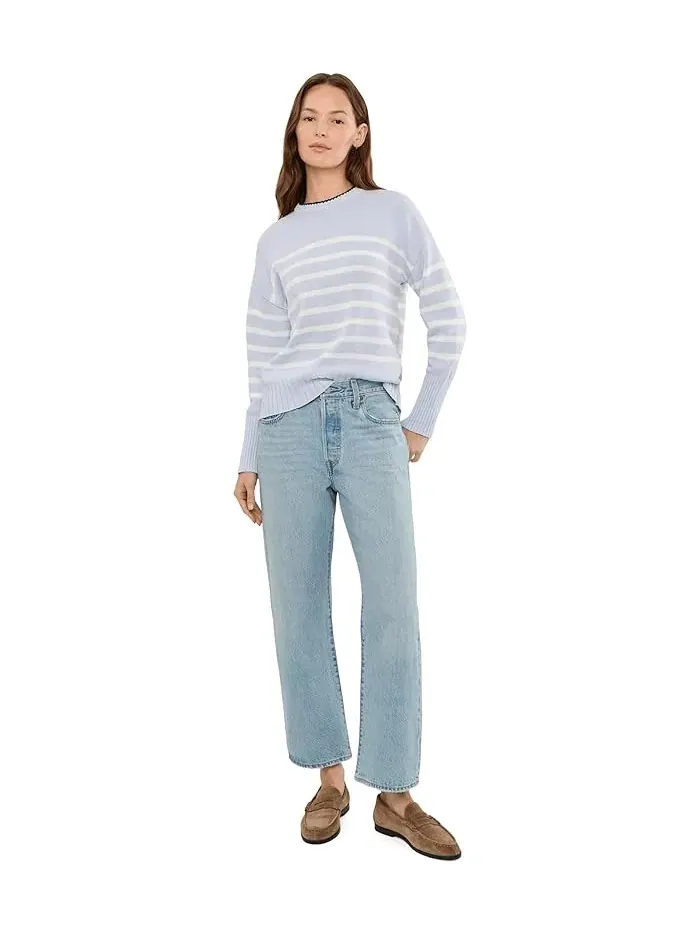 Свитер с полосатым узором модель Hazel Striped Crew Neck Pullover 525 america — изображение 2 из 5, лимонный