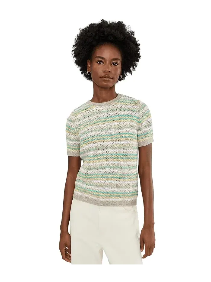 Свитер с фактурной вязкой Layered Knit Sweater Tee NIC+ZOE — изображение 1 из 5, голубой мульти