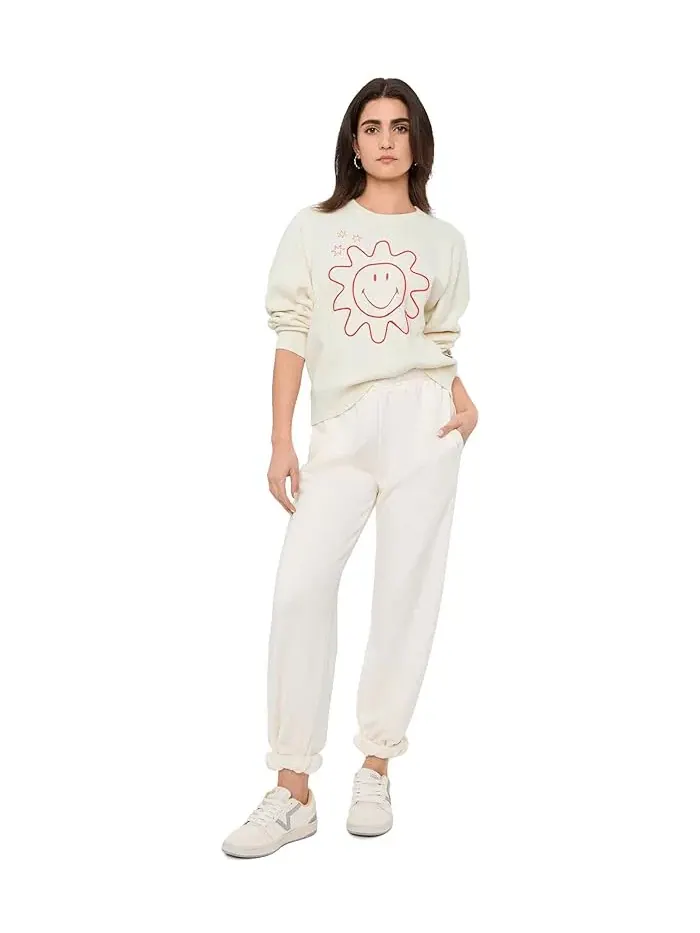 Свитер с солнцем и звездами CozyChic Ultra Lite Cotton Barefoot Dreams — изображение 2 из 5, кремовый/светлый красный