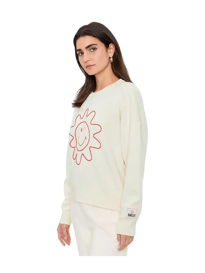 Свитер с солнцем и звездами CozyChic Ultra Lite Cotton Barefoot Dreams — изображение 3 из 5, кремовый/светлый красный