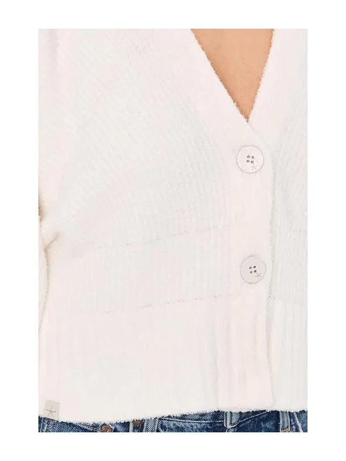 Свитер Ribbed Button Front Cardigan Barefoot Dreams — изображение 5 из 5, серебристый