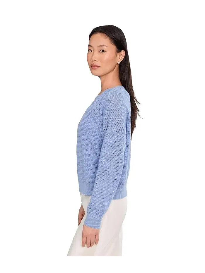 Свитер с круглым вырезом Petite Peruvian Cotton Blend Crew Neck Eileen Fisher — изображение 3 из 5, чернильный