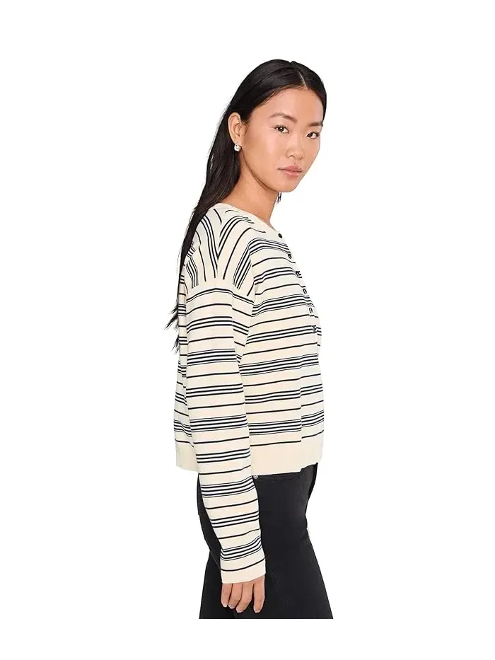 Свитер в полоску Vivienne Stripe Drop Shoulder Henley 525 america — изображение 3 из 5, лимонный глазир