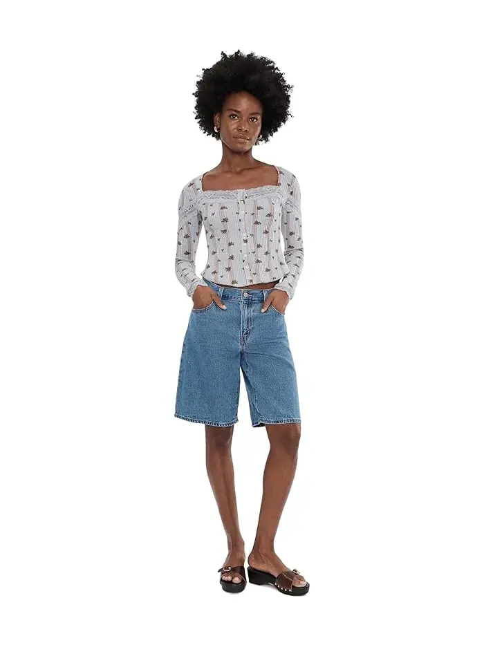 Кардиган с кружевом Let's Party Cardi-Print Free People — изображение 2 из 5, синий