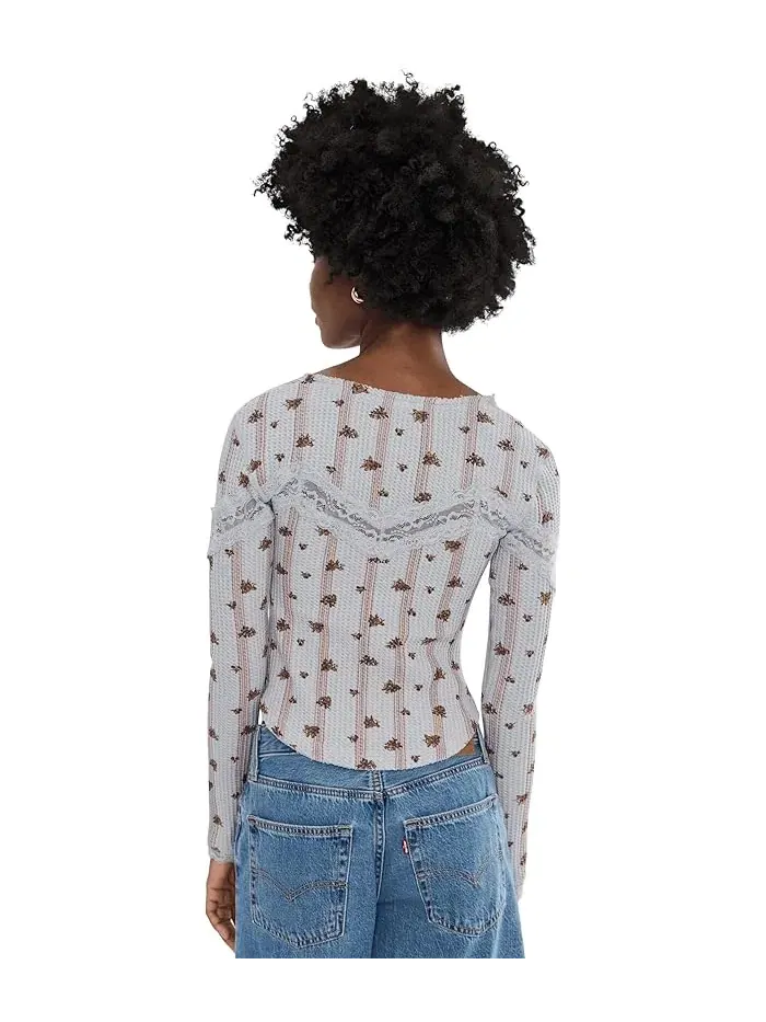 Кардиган с кружевом Let's Party Cardi-Print Free People — изображение 4 из 5, синий