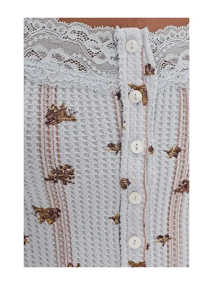 Кардиган с кружевом Let's Party Cardi-Print Free People — изображение 5 из 5, синий
