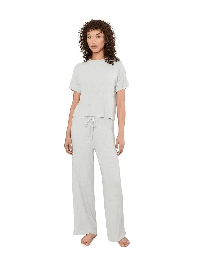 Комплект из футболки и брюк из модала Cloud Modal Tee Pants Set HONEYDEW — изображение 1 из 5, серый