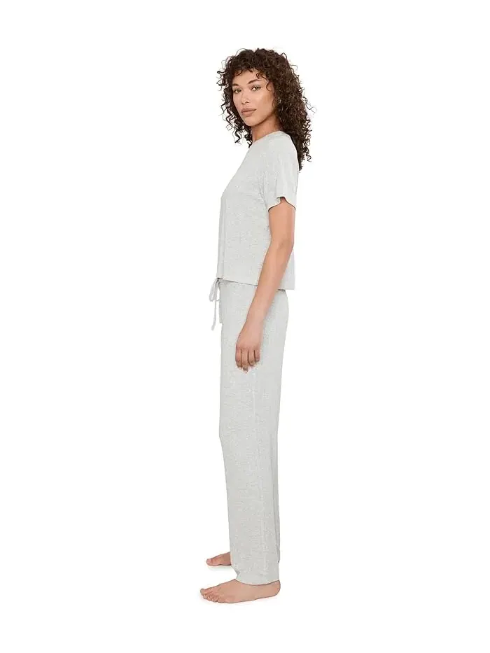 Комплект из футболки и брюк из модала Cloud Modal Tee Pants Set HONEYDEW — изображение 2 из 5, серый