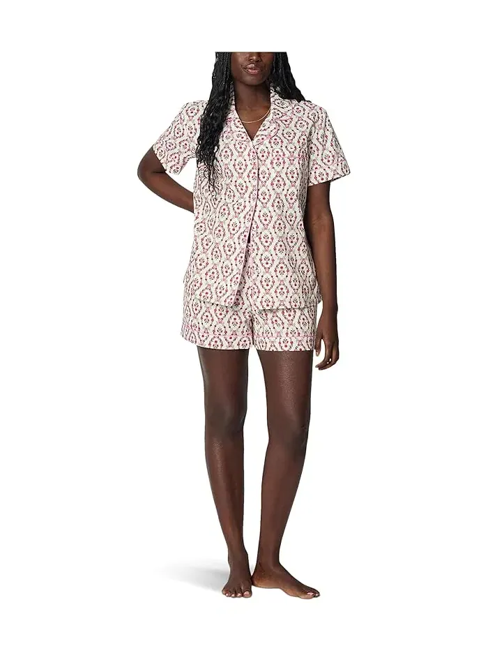 Пижама с коротким рукавом и шортами хлопок поплин Bedhead PJs, Picnic In The Park — зеленый