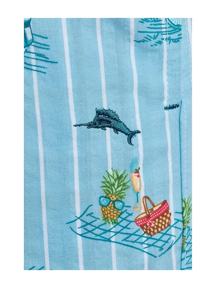 Шорты пижамные Cotton Seersucker Woven Jam Tommy Bahama — изображение 5 из 5, синий зеленый