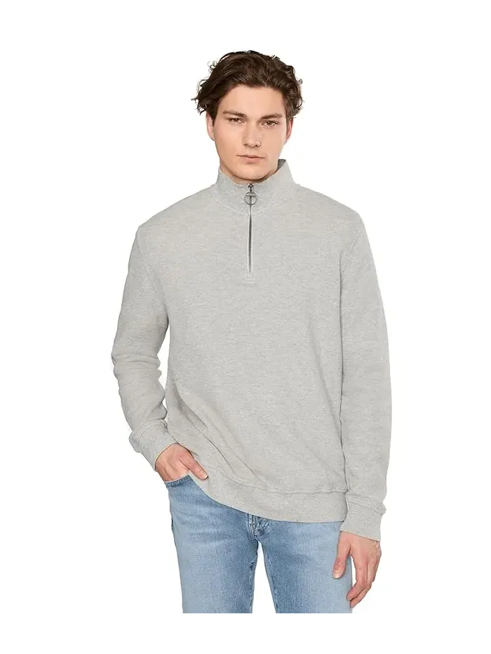 Свитшот Pique Interlock Half Zip Barbour — изображение 1 из 5, серый