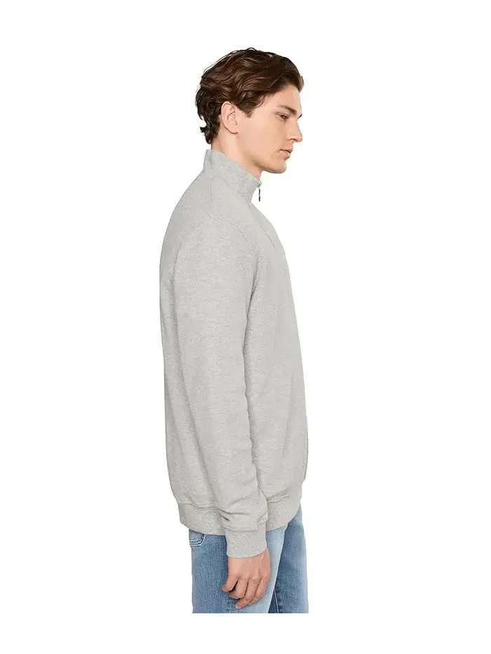 Свитшот Pique Interlock Half Zip Barbour — изображение 3 из 5, серый