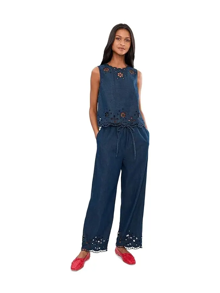 Штаны с вышивкой Denim Embroidered-Hem Pull-On Pants Madewell — изображение 2 из 5, черный