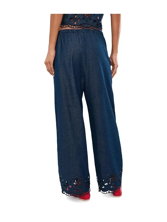 Штаны с вышивкой Denim Embroidered-Hem Pull-On Pants Madewell — изображение 4 из 5, черный