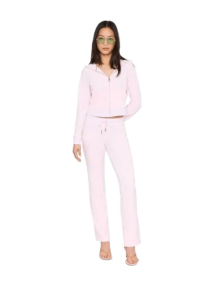 Штаны велюровые с резинкой на талии и золотым декором сзади Juicy Couture — изображение 2 из 5, белый