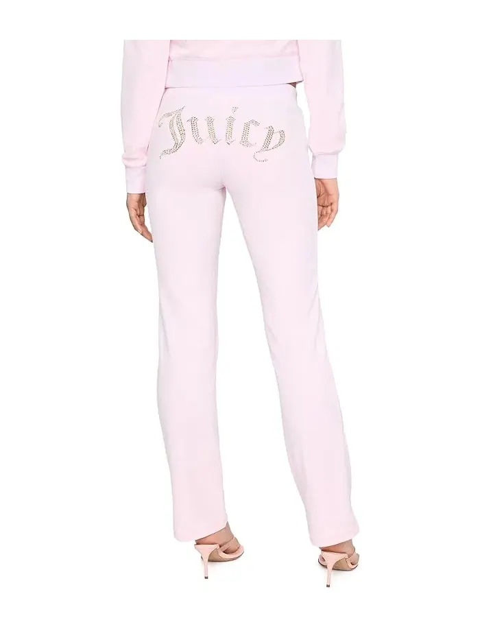 Штаны велюровые с резинкой на талии и золотым декором сзади Juicy Couture — изображение 4 из 5, белый