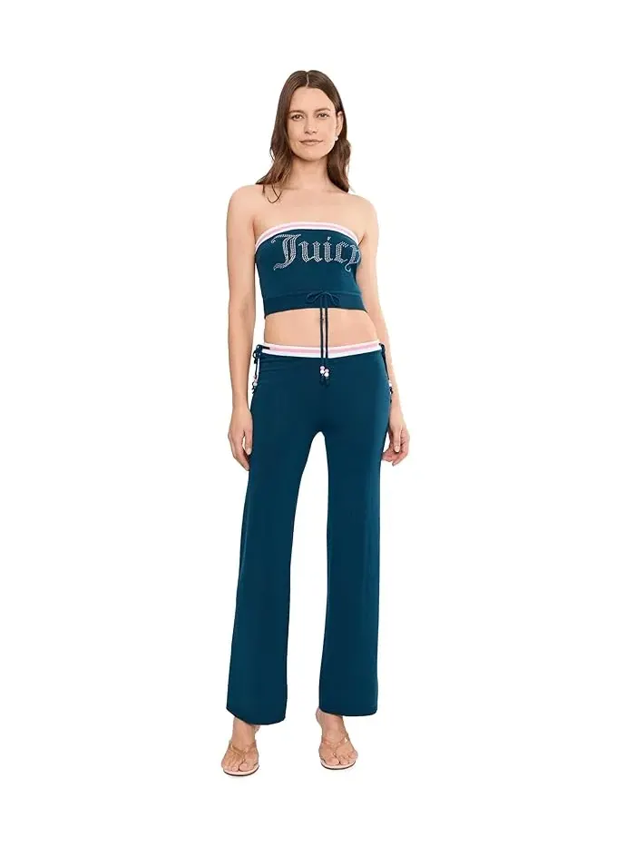 Широкие брюки на двойной кулиске Juicy Couture — изображение 2 из 5, синий