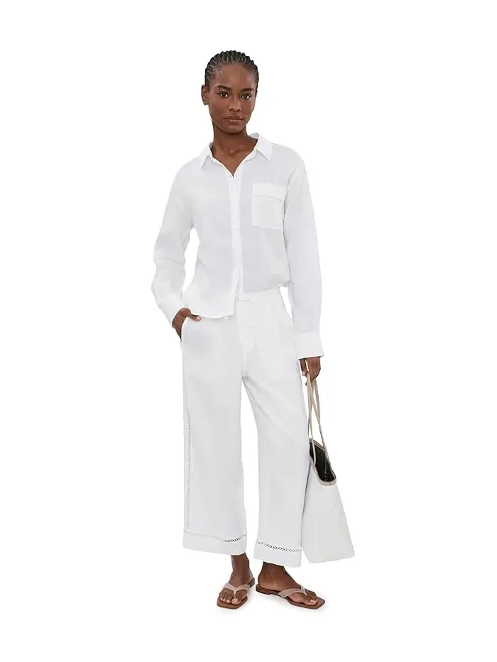 Брюки широкие Stella Linen Trim Splendid — изображение 2 из 5, белый